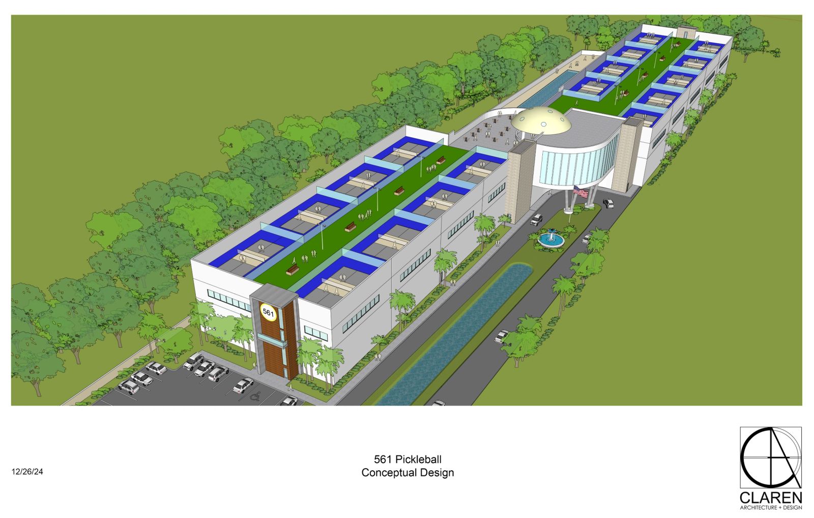 561 Pickleball aerial conceptual design rendering