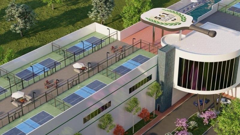 Rooftop courts and entertainment area rendering